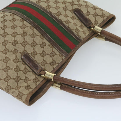 GUCCI GG Canvas Web Sherry Line Tote Bag Beige Red Green 161717  61031