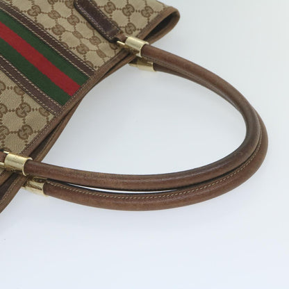 GUCCI GG Canvas Web Sherry Line Tote Bag Beige Red Green 161717  61031