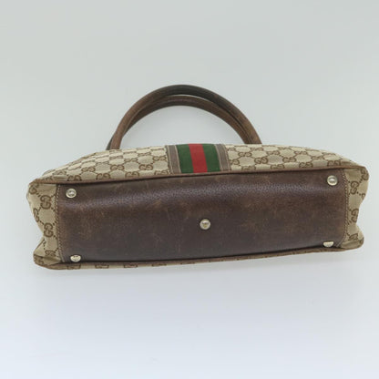GUCCI GG Canvas Web Sherry Line Tote Bag Beige Red Green 161717  61031