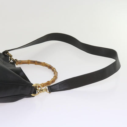 GUCCI Bamboo Shoulder Bag Leather Black 001 1638  61056