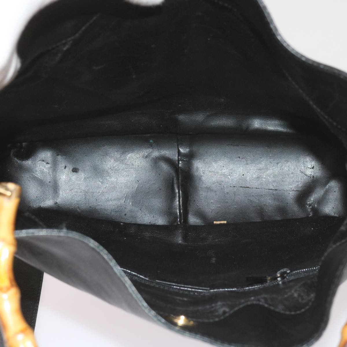 GUCCI Bamboo Shoulder Bag Leather Black 001 1638  61056