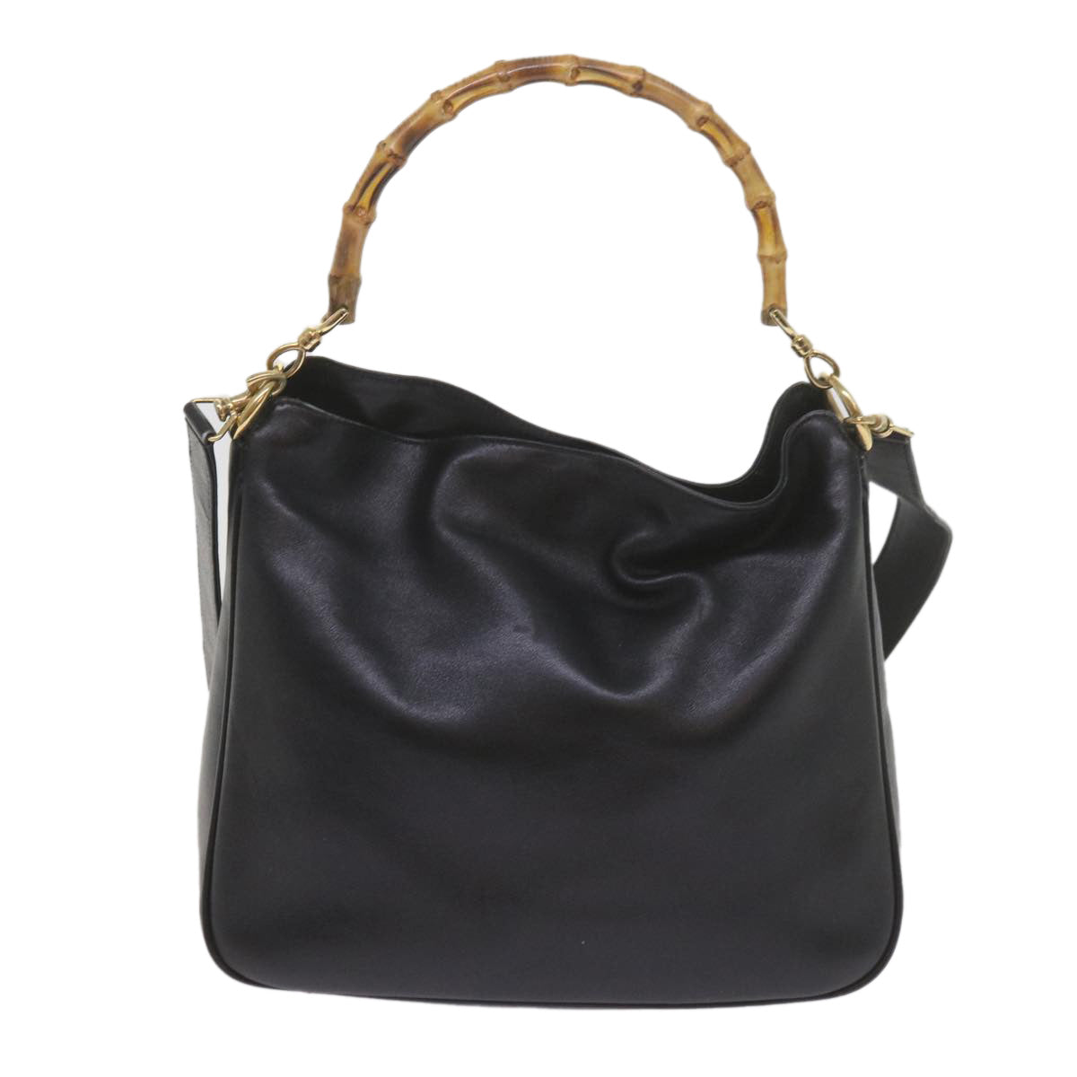 GUCCI Bamboo Shoulder Bag Leather Black 001 1638  61056