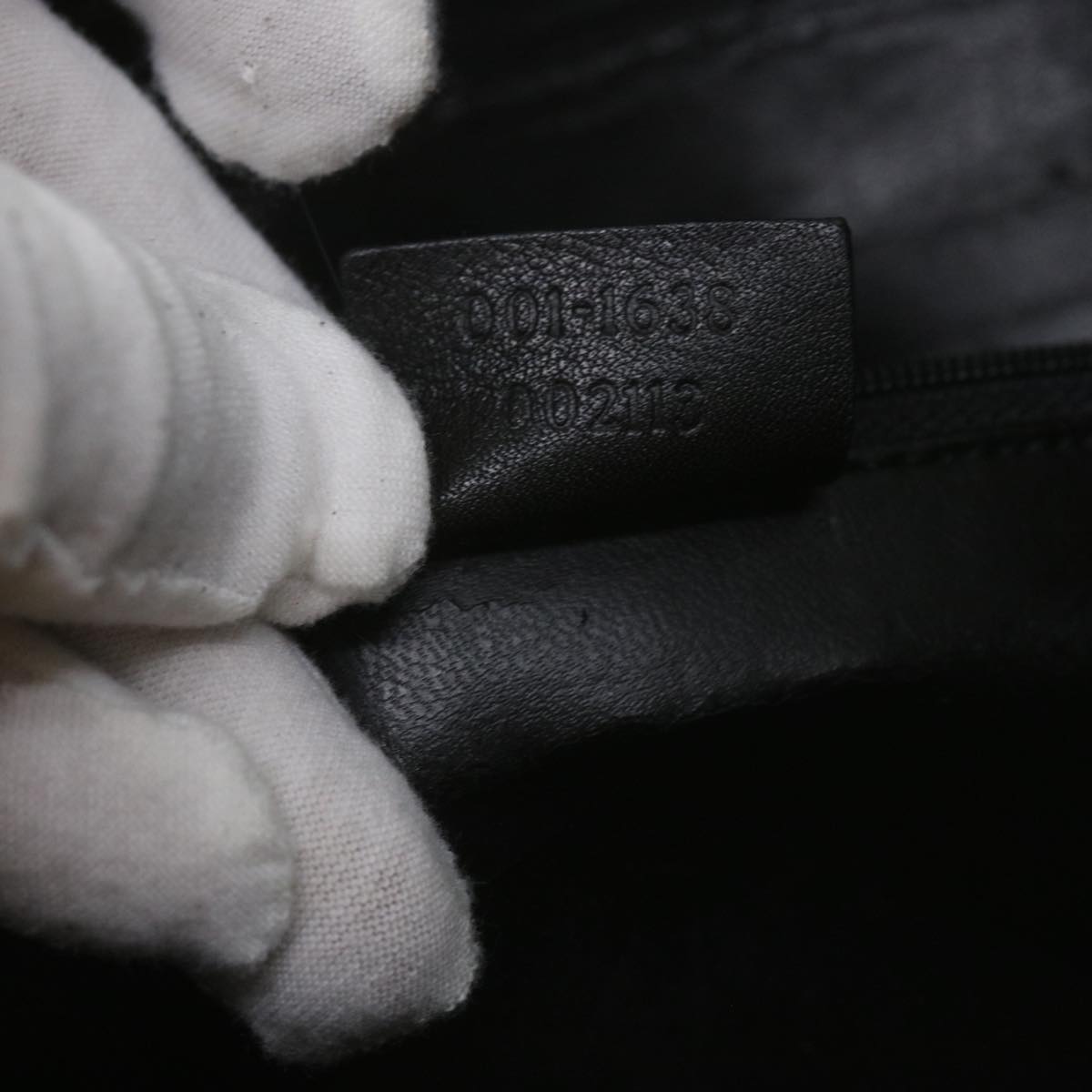 GUCCI Bamboo Shoulder Bag Leather Black 001 1638  61056