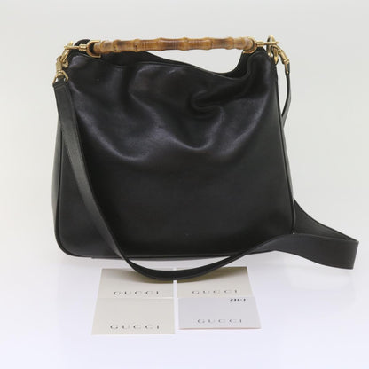 GUCCI Bamboo Shoulder Bag Leather Black 001 1638  61056