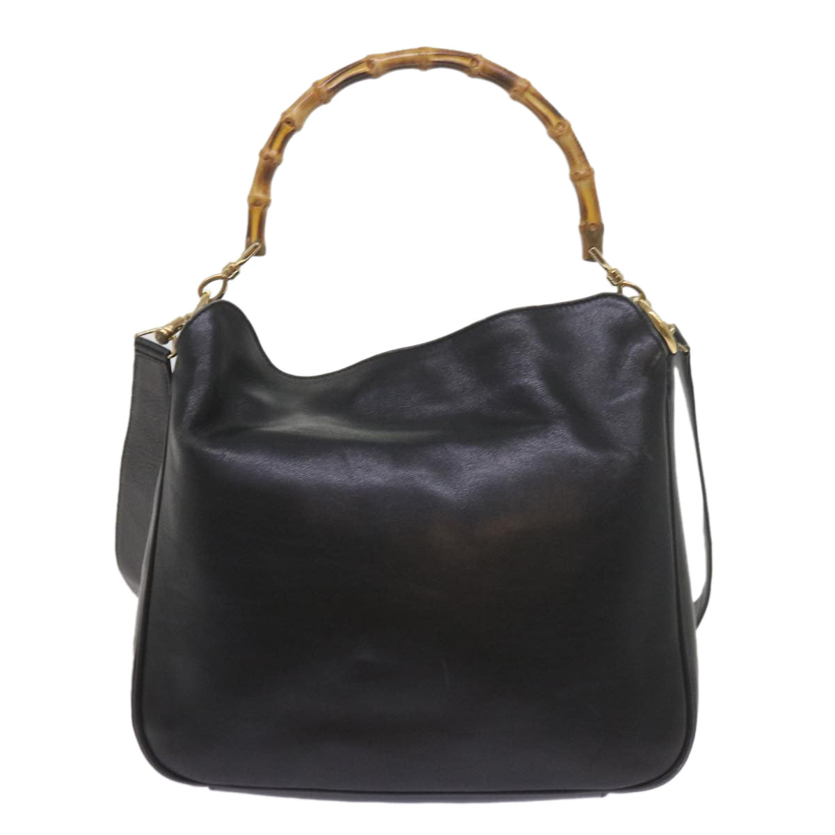 GUCCI Bamboo Shoulder Bag Leather Black 001 1638  61056