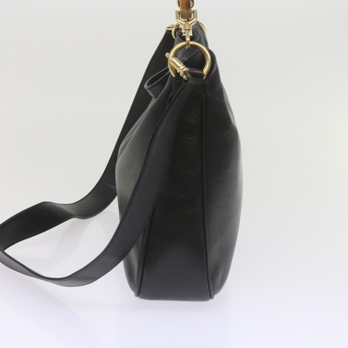 GUCCI Bamboo Shoulder Bag Leather Black 001 1638  61056