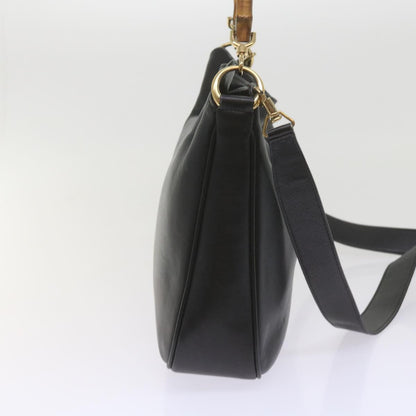 GUCCI Bamboo Shoulder Bag Leather Black 001 1638  61056