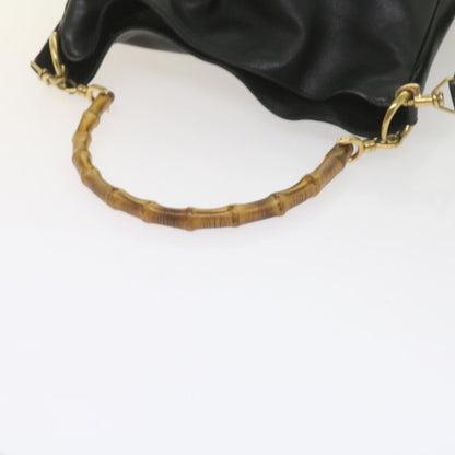 GUCCI Bamboo Shoulder Bag Leather Black 001 1638  61056
