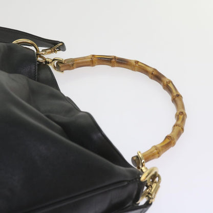 GUCCI Bamboo Shoulder Bag Leather Black 001 1638  61056