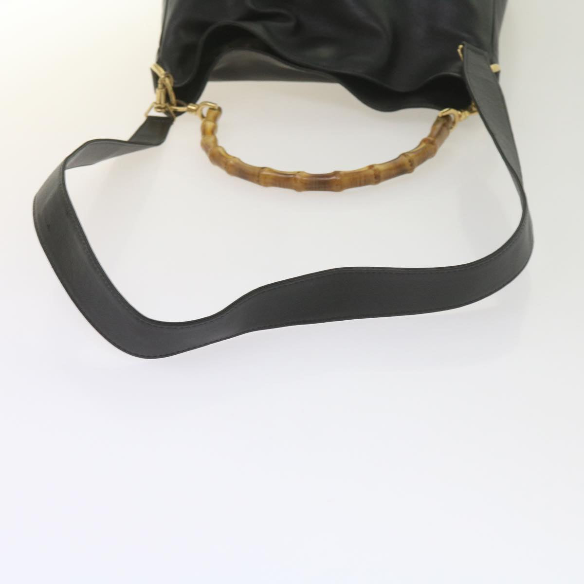 GUCCI Bamboo Shoulder Bag Leather Black 001 1638  61056