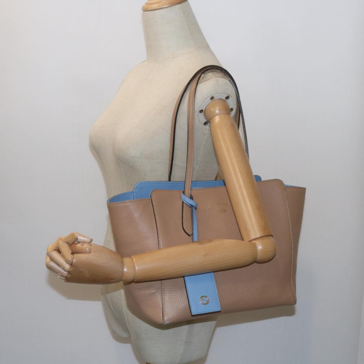 GUCCI Swing Tote Bag Leather Beige 354408  61085