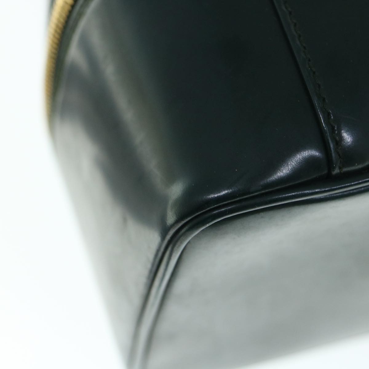 GUCCI Bamboo Vanity Cosmetic Pouch Patent leather Green 032 1956 0150  61086