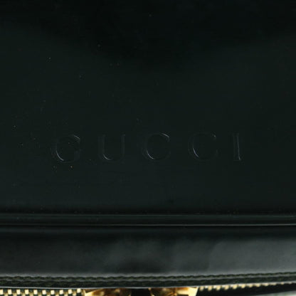 GUCCI Bamboo Vanity Cosmetic Pouch Patent leather Green 032 1956 0150  61086