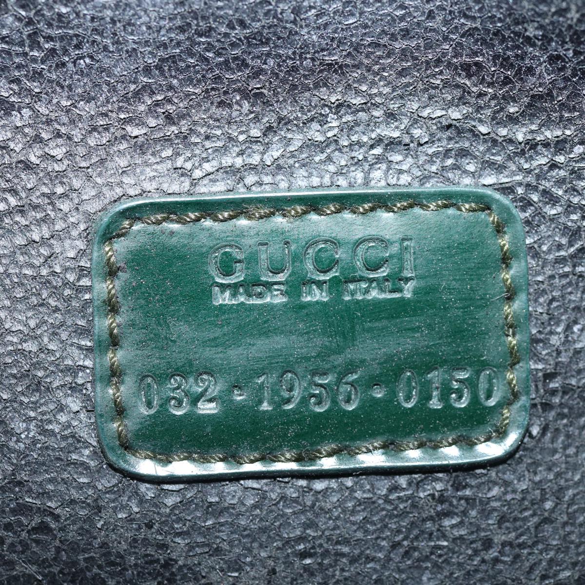 GUCCI Bamboo Vanity Cosmetic Pouch Patent leather Green 032 1956 0150  61086