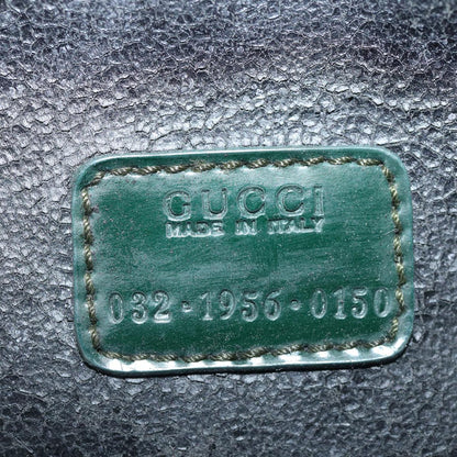 GUCCI Bamboo Vanity Cosmetic Pouch Patent leather Green 032 1956 0150  61086
