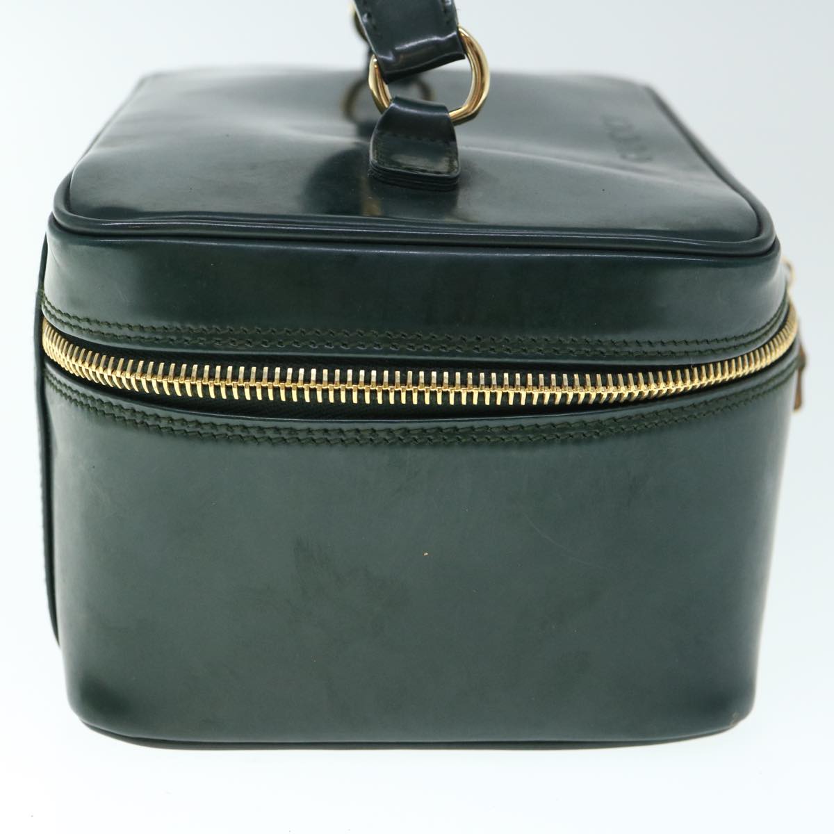 GUCCI Bamboo Vanity Cosmetic Pouch Patent leather Green 032 1956 0150  61086