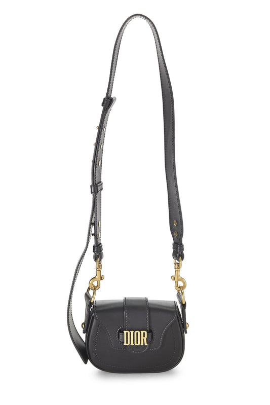 Dior, Black Calfskin D-Fence Saddle Mini, Black