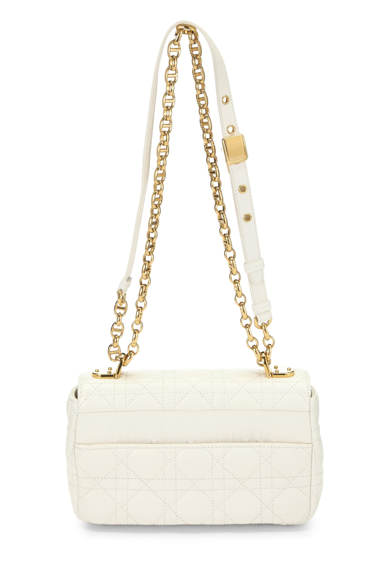 Dior, White Cannage Calfskin Caro Bag Small, White