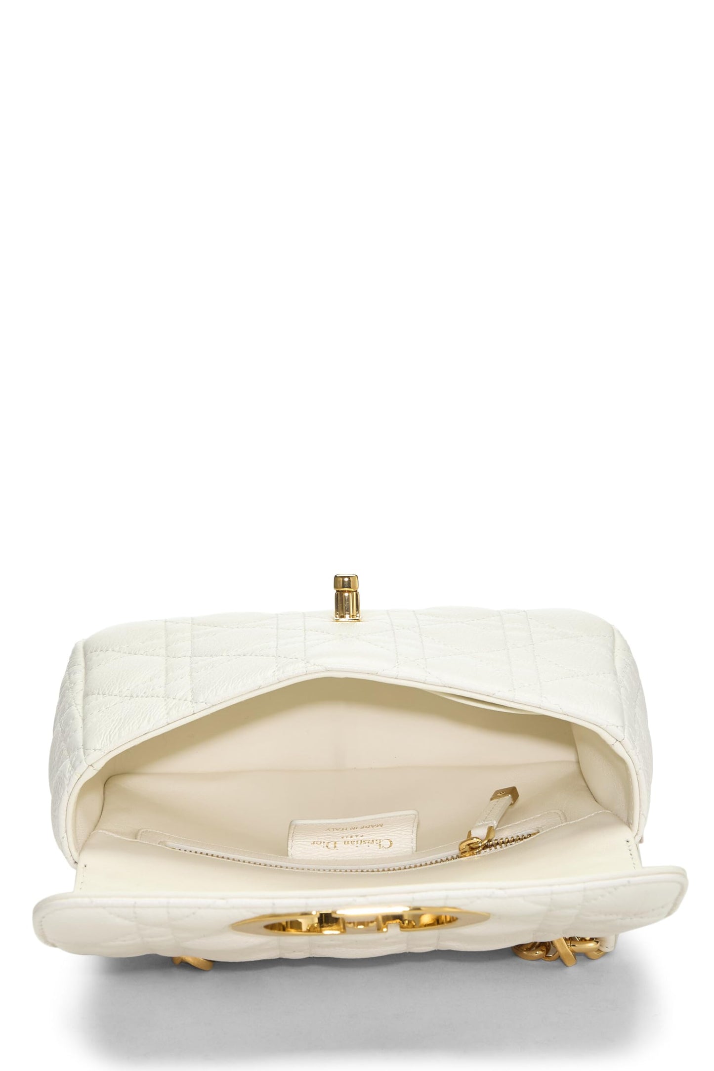 Dior, White Cannage Calfskin Caro Bag Small, White