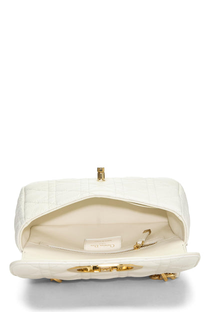 Dior, White Cannage Calfskin Caro Bag Small, White