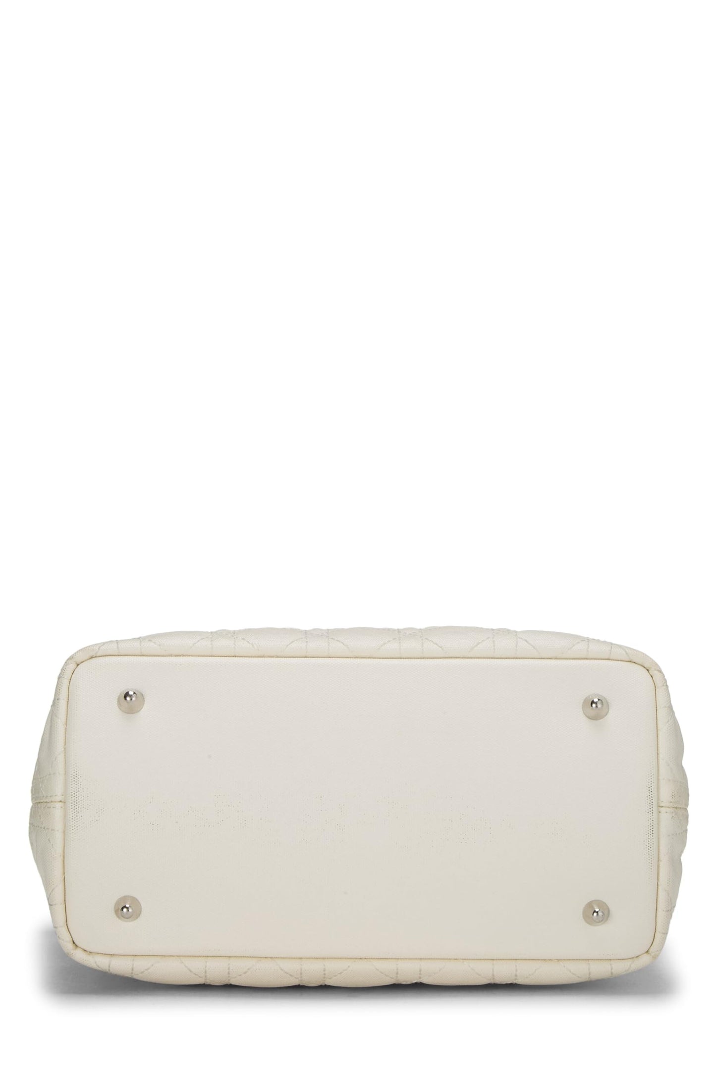 Dior, White Cannage Coated Canvas Panarea Tote Small, White