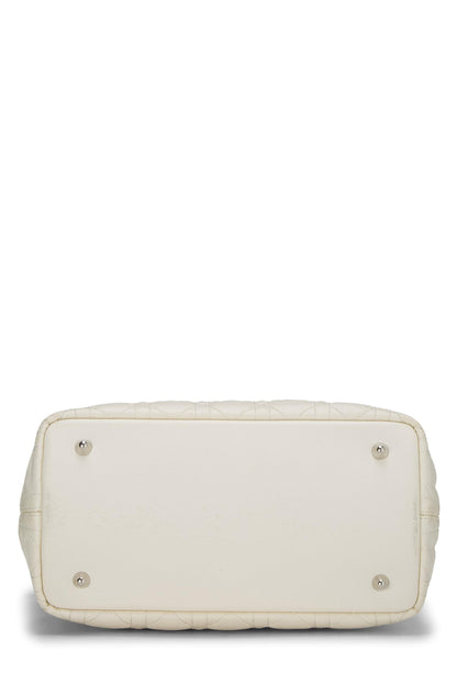 Dior, White Cannage Coated Canvas Panarea Tote Small, White