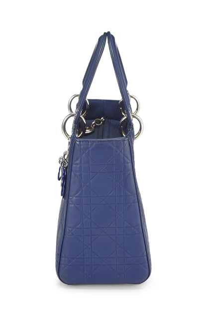 Dior, Matte Blue Cannage Calfskin Lady Dior Medium, Blue
