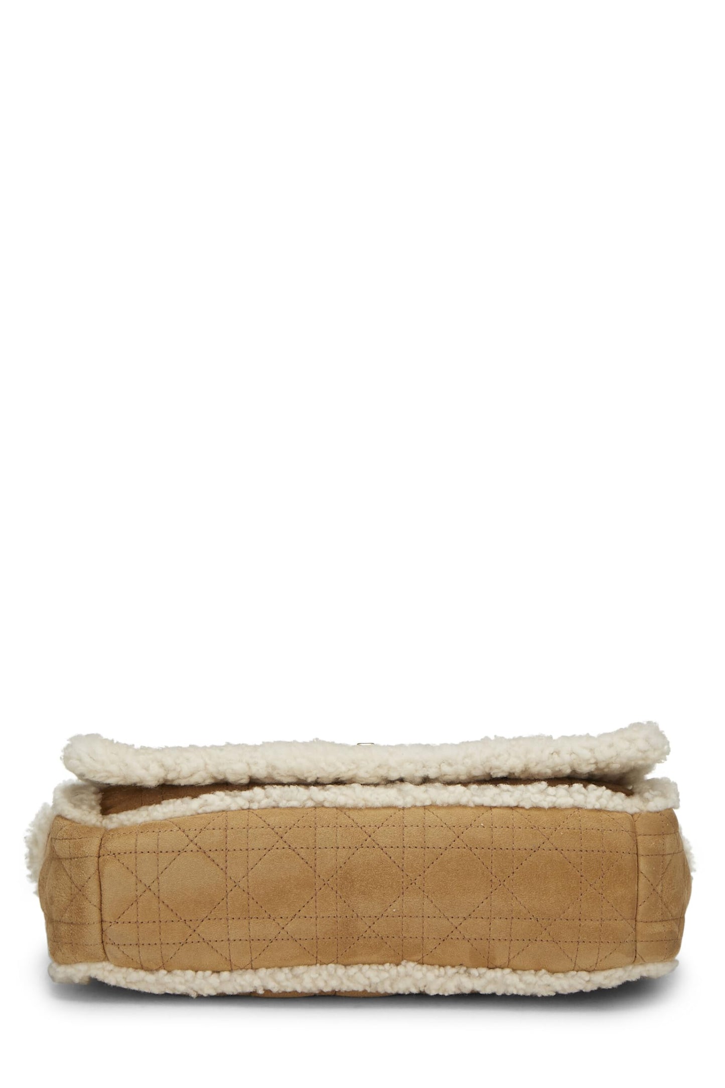 Dior, Beige Cannage Shearling Caro Bag Medium, Brown