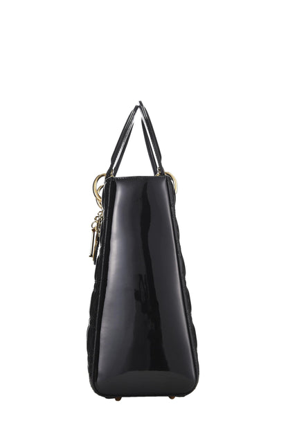 Dior, Black Cannage Patent Leather Lady Dior Large, Black
