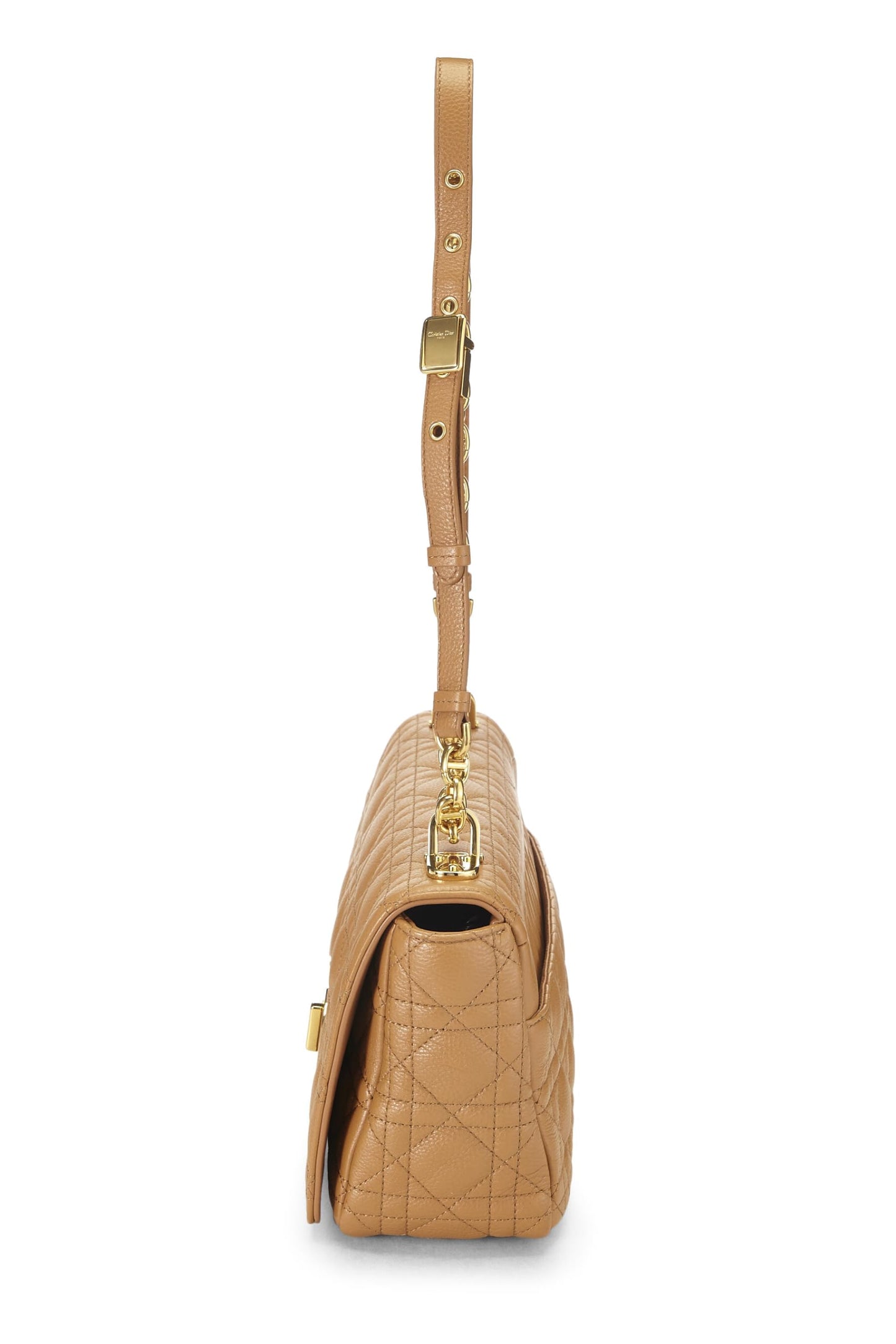 Dior, Brown Cannage Calfskin Caro Bag Medium, Brown