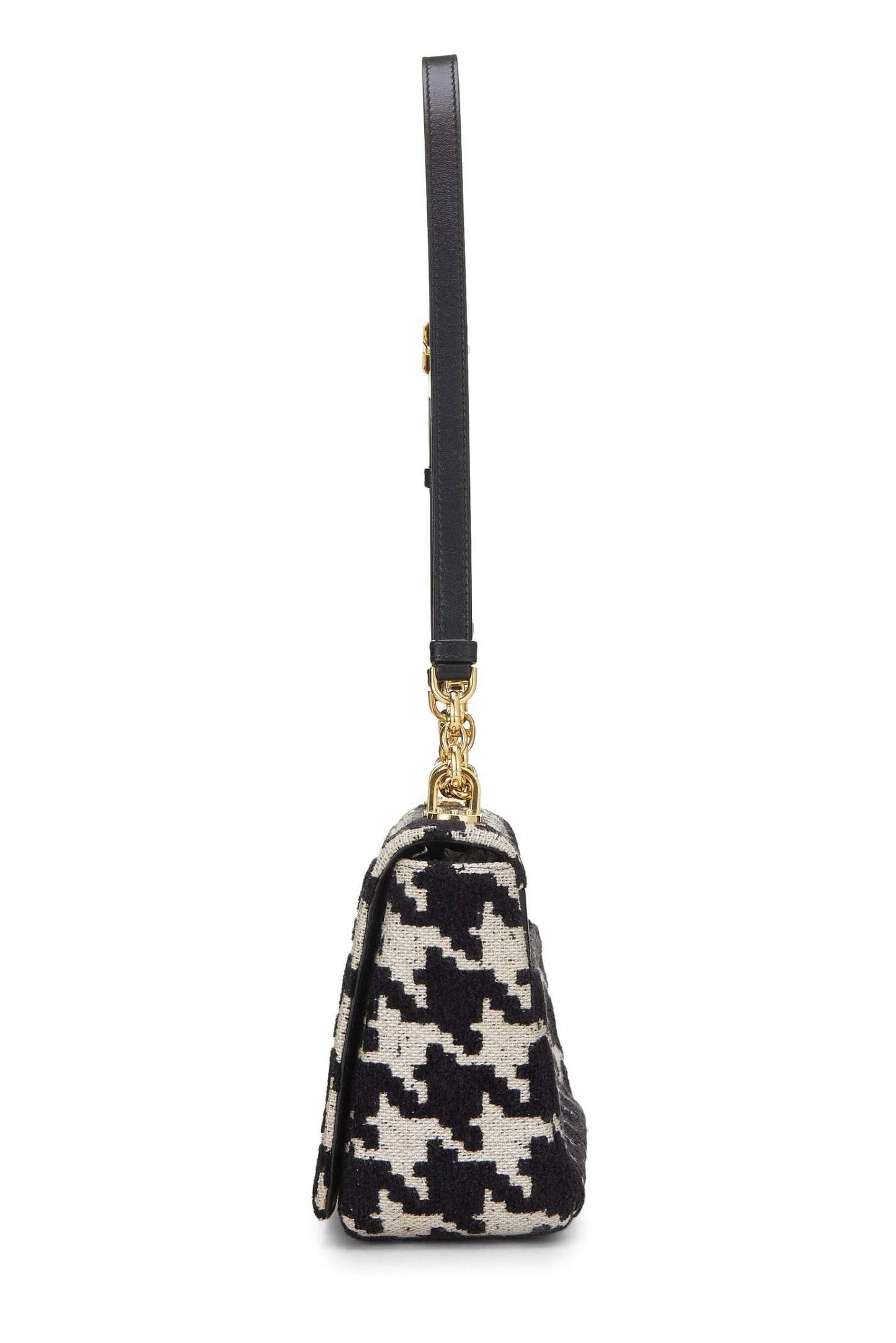 Dior, Black & White Houndstooth Jacquard Caro Bag Medium, Black