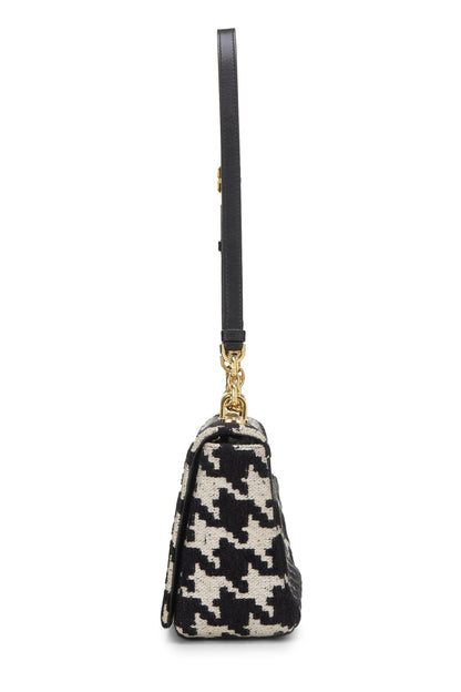 Dior, Black & White Houndstooth Jacquard Caro Bag Medium, Black