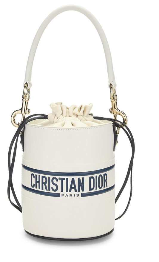Dior, White Calfskin Vibe Bucket Bag Micro, White