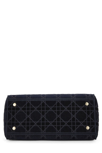 Dior, Blue Velvet Cannage Lady D-Lite Medium, Blue