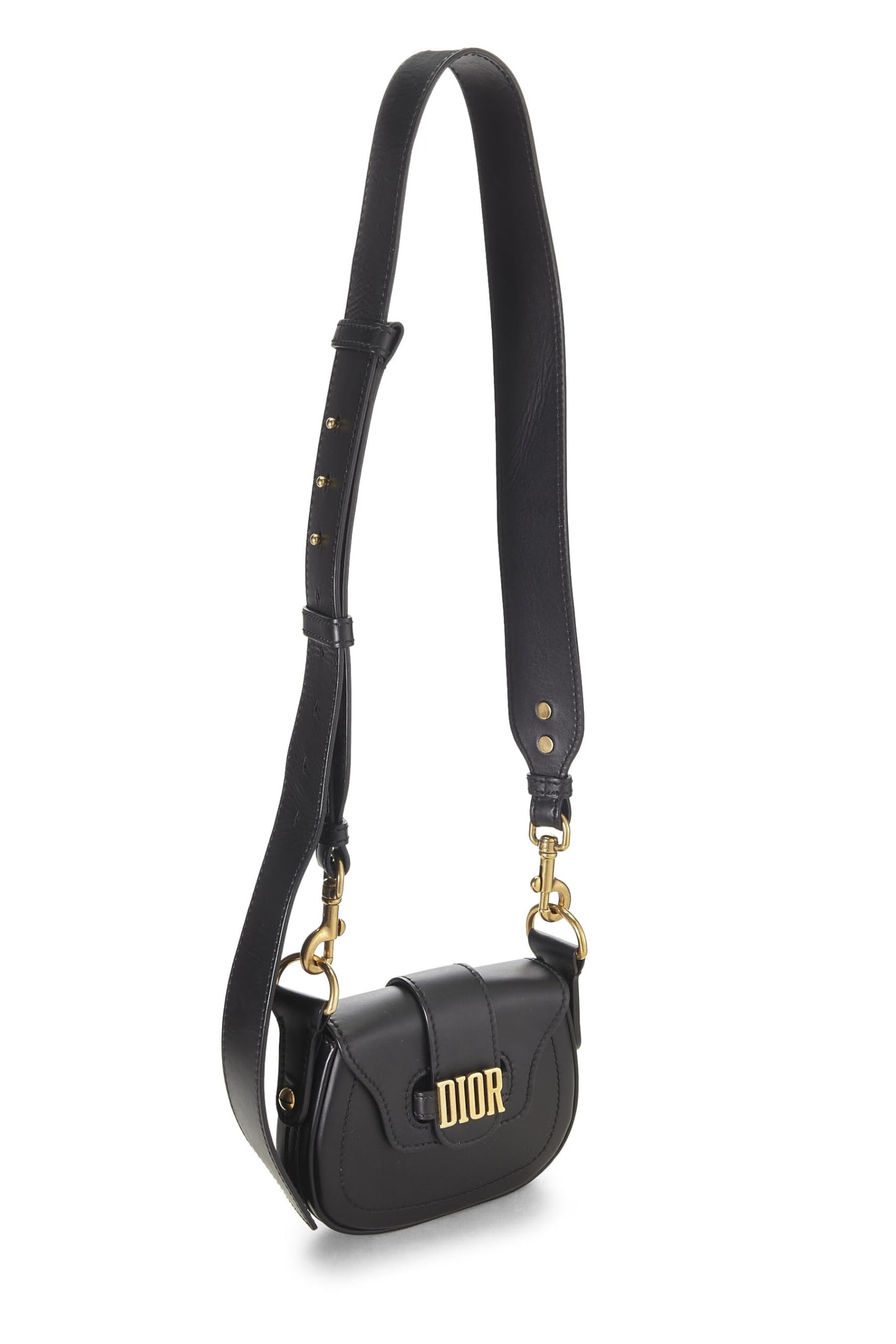 Dior, Black Calfskin D-Fence Saddle Mini, Black