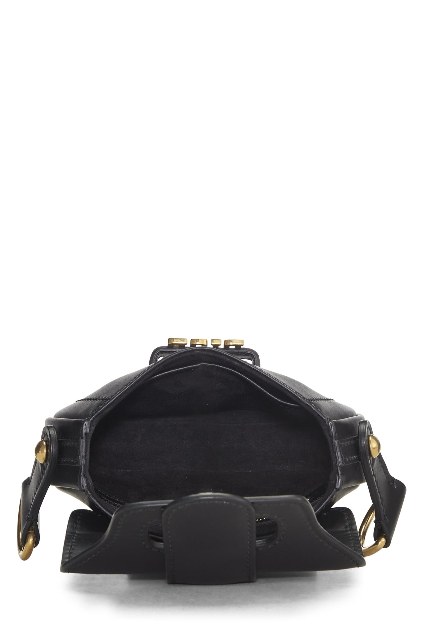 Dior, Black Calfskin D-Fence Saddle Mini, Black