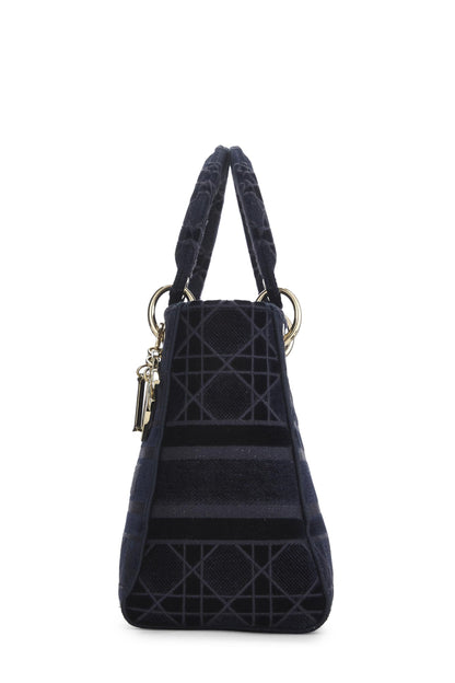 Dior, Blue Velvet Cannage Lady D-Lite Medium, Blue