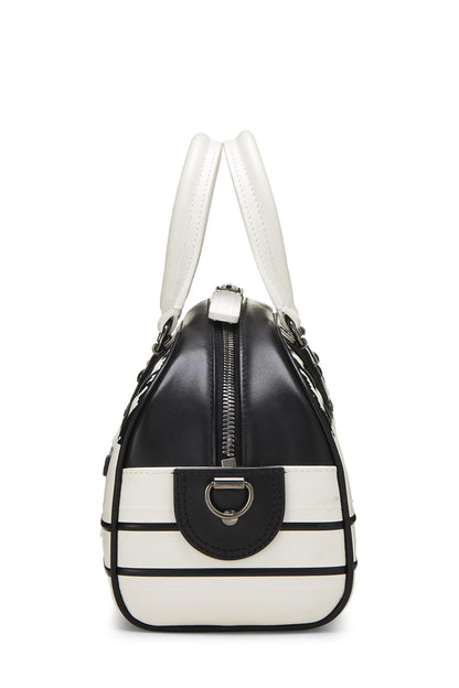 Dior, White & Black Leather Vibe Bowling Bag Small, White