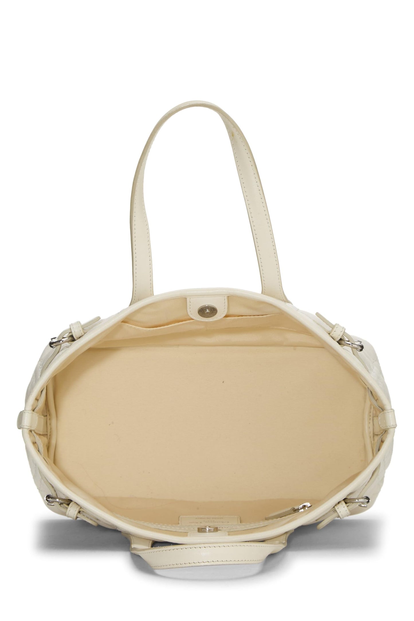 Dior, White Cannage Coated Canvas Panarea Tote Small, White