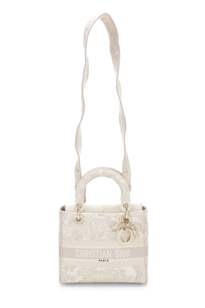 Dior, Pink Embroidered Canvas Lady D-Lite Medium, Pink