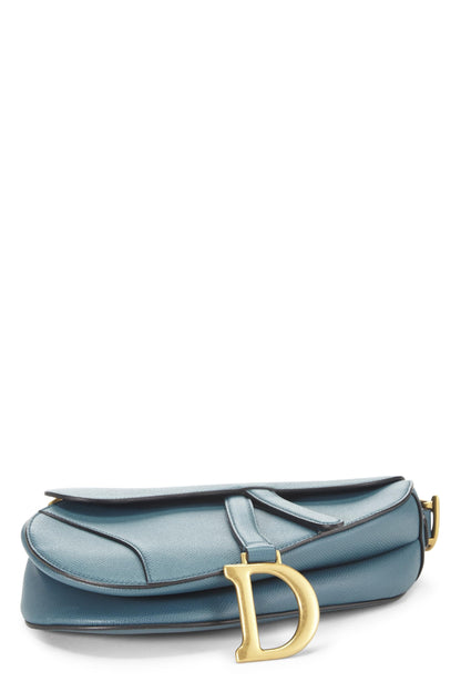 Dior, Blue Grained Calfskin Saddle Bag, Blue