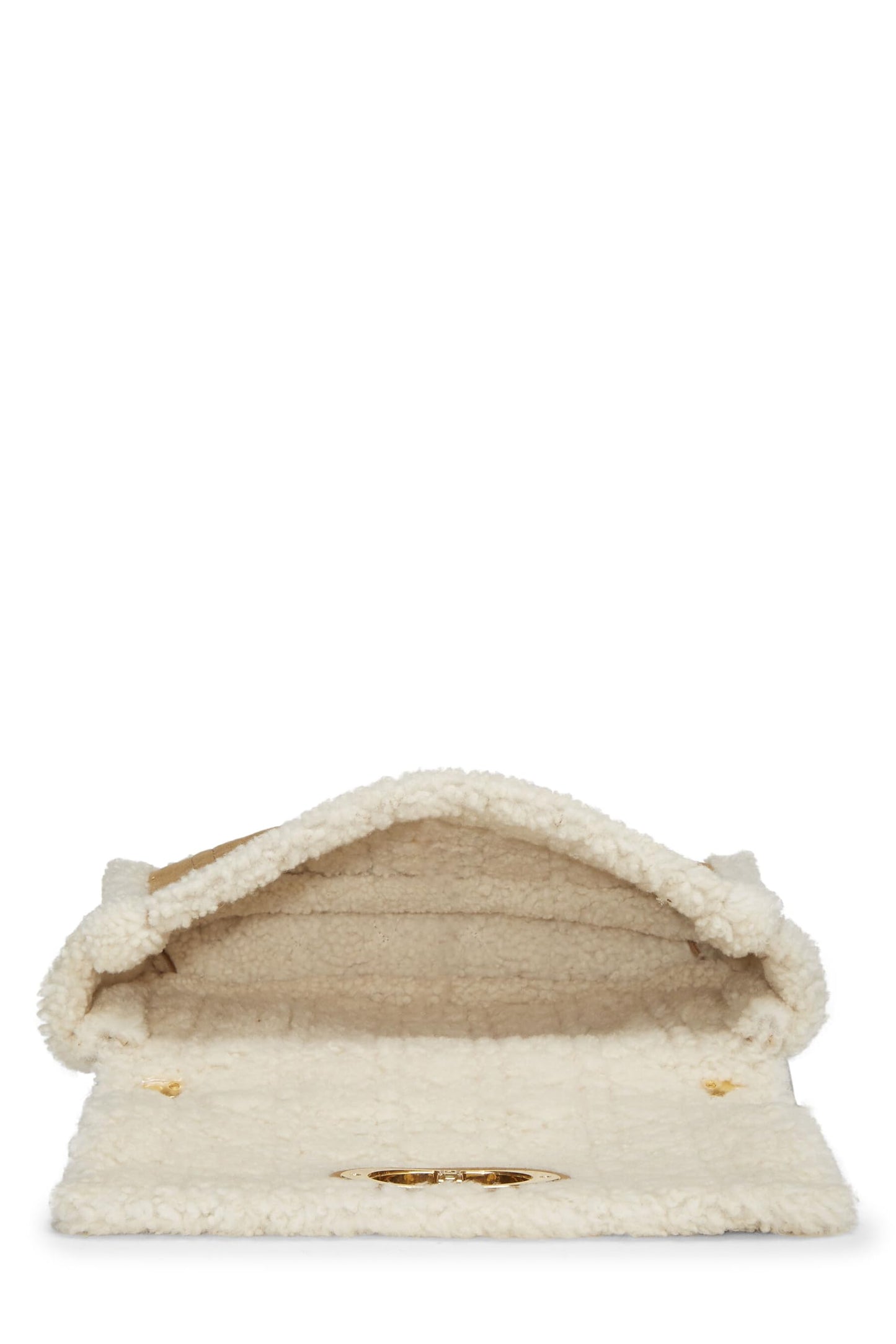 Dior, Beige Cannage Shearling Caro Bag Medium, Brown