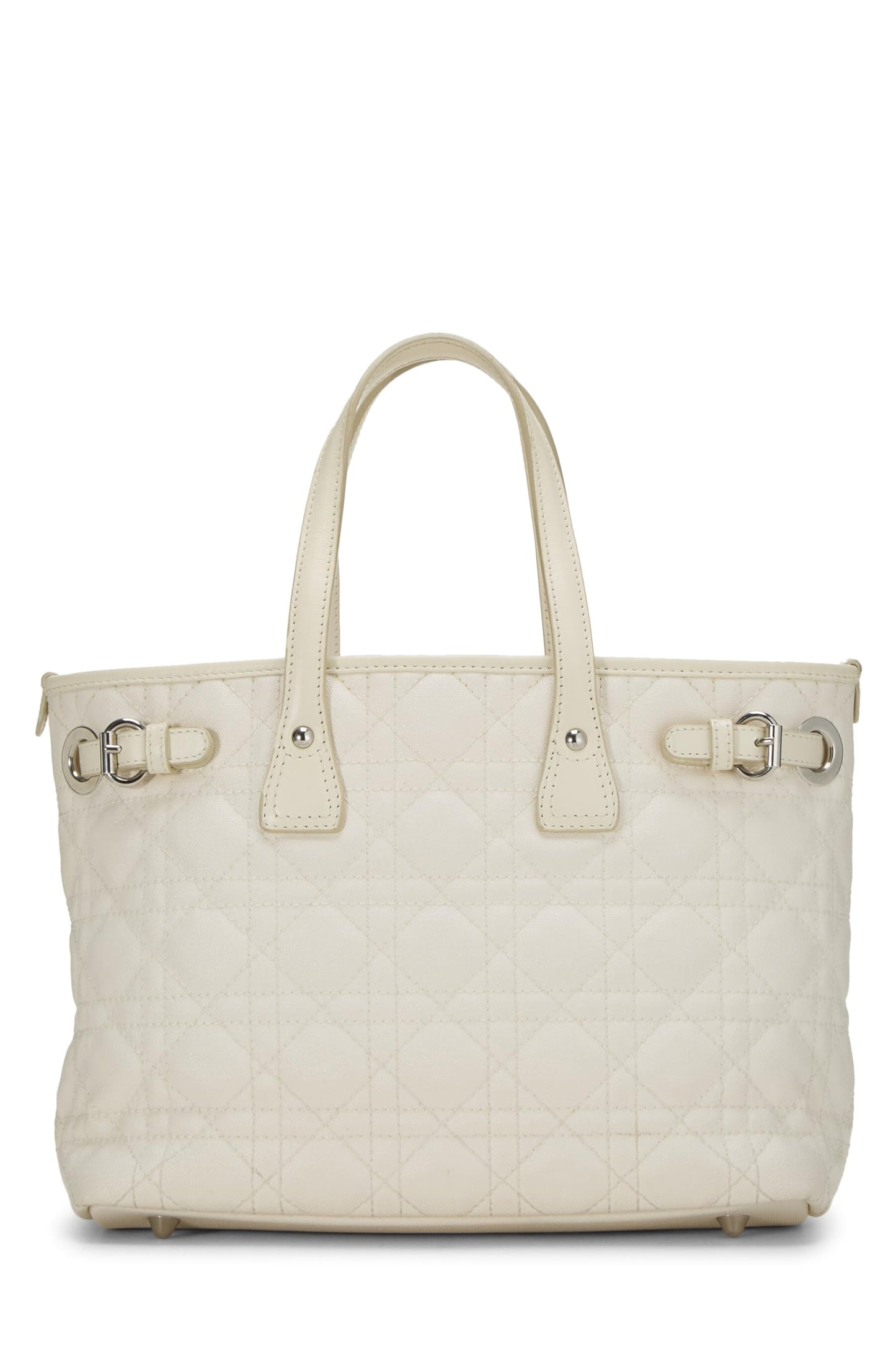 Dior, White Cannage Coated Canvas Panarea Tote Small, White