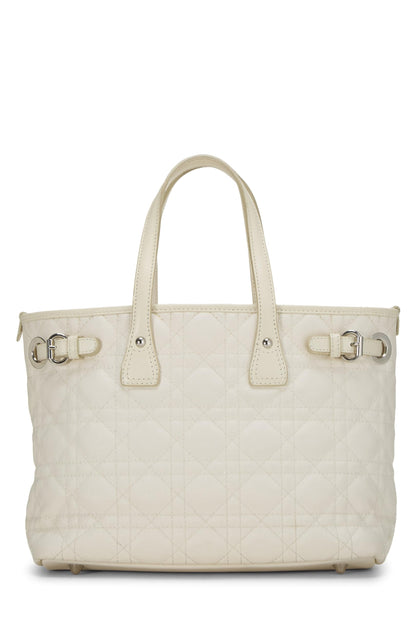 Dior, White Cannage Coated Canvas Panarea Tote Small, White