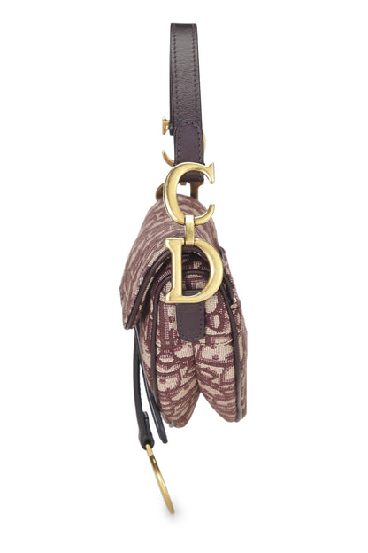 Dior, Burgundy Oblique Saddle Bag Mini, Burgundy
