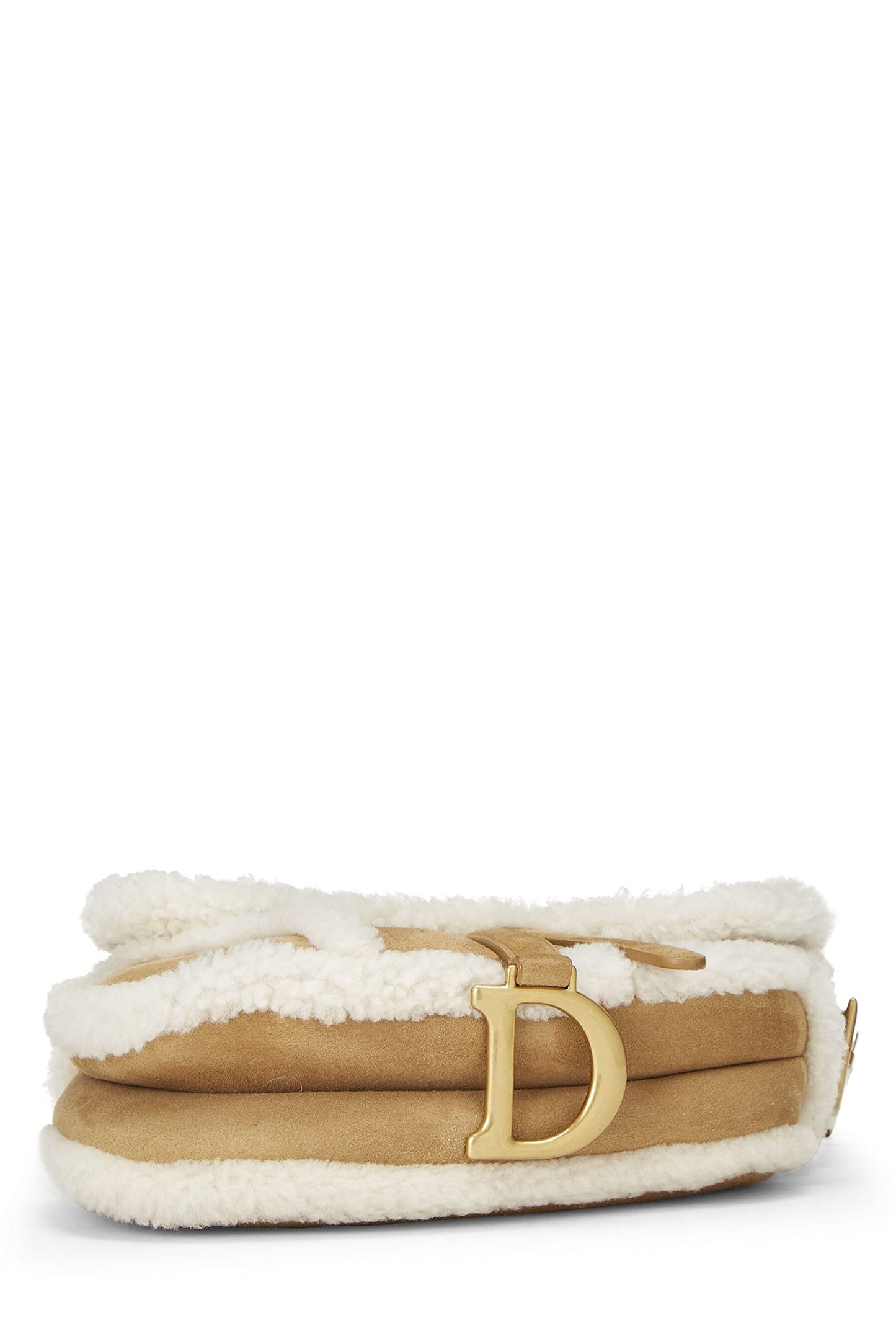 Dior, Beige Shearling Saddle Bag, Brown