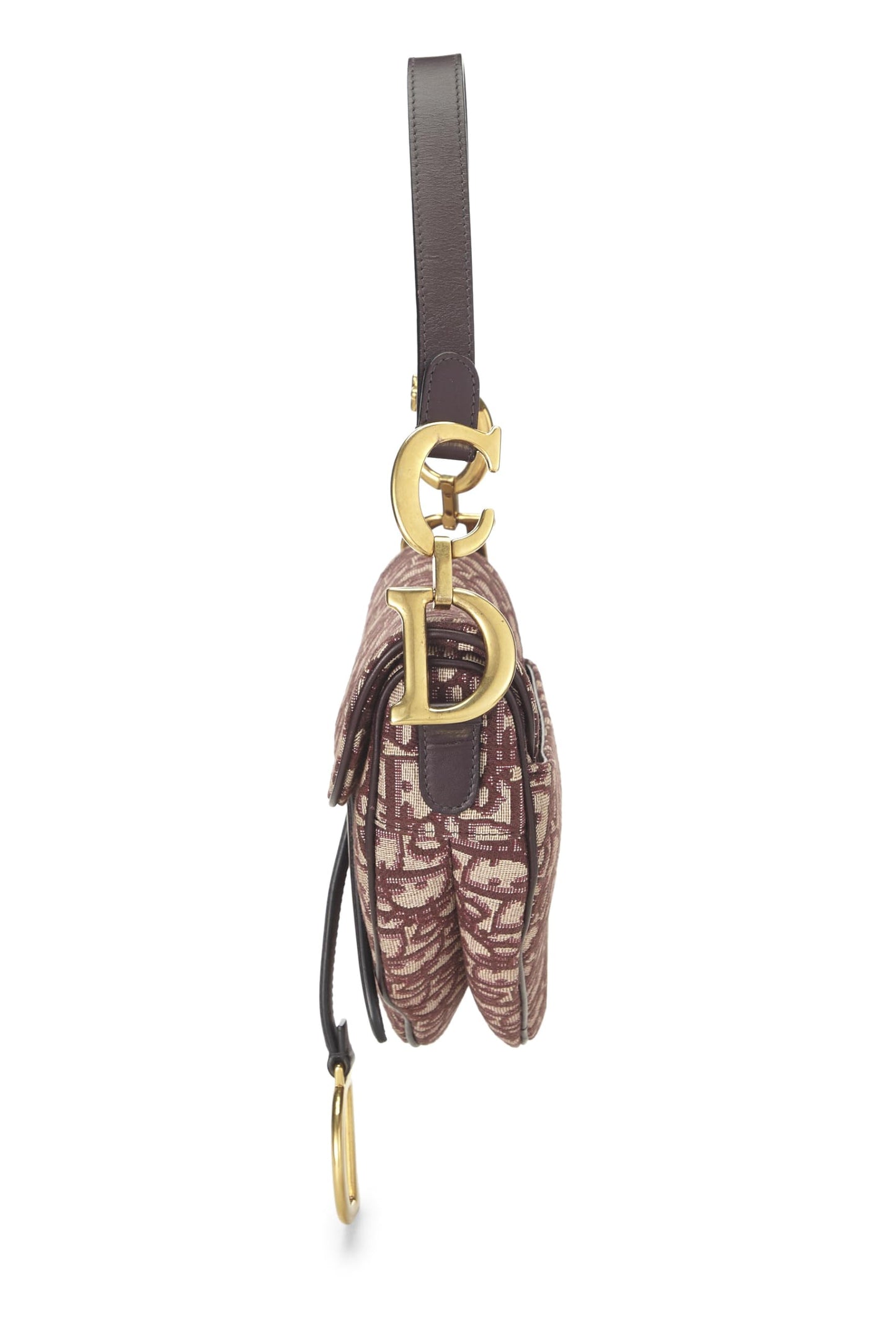 Dior, Burgundy Oblique Jacquard Canvas Saddle Bag NM, Burgundy