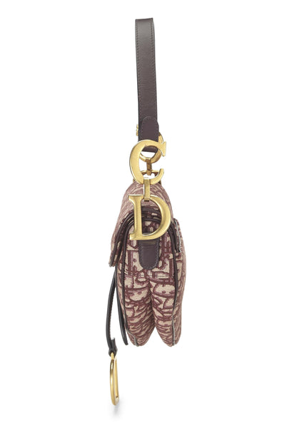 Dior, Burgundy Oblique Jacquard Canvas Saddle Bag NM, Burgundy