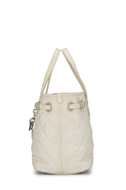 Dior, White Cannage Coated Canvas Panarea Tote Small, White