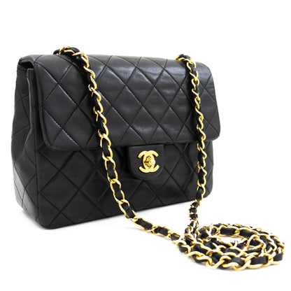 CHANEL Mini Square Small Chain Shoulder Bag Crossbody Black Quilt k83
